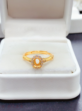 s925纯银椭圆形4*6mm戒指空托