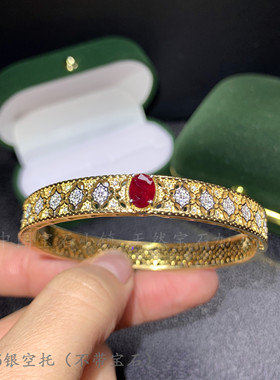 s925纯银椭圆5*7mm固定圈手镯