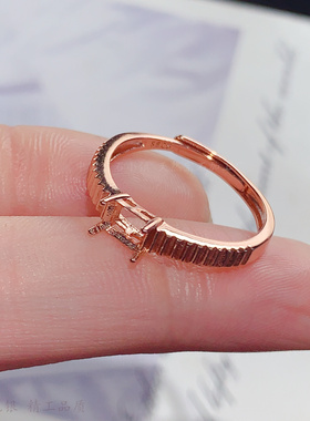 横镶设计高级感长方4*5mm戒指托