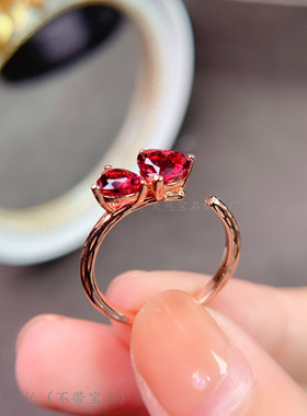 戒指空托爱心形组合镁铝水晶石