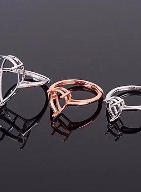 纯银水滴戒指空托晶石爪92554