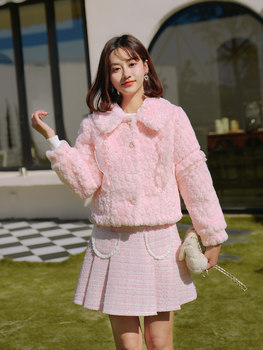 ATAR sweet lady lotus lace stitching fur coat 2023 winter 2023 ເສື້ອກັນໜາວແບບໃໝ່ທີ່ເປັນມິດກັບສິ່ງແວດລ້ອມ