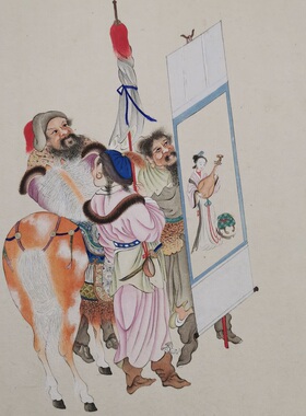 朱宣初 昭君出塞图 复古书画人物国画真迹微喷仿古临摹装饰复制品