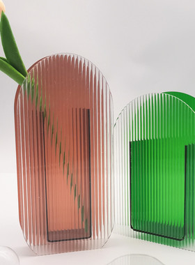 北欧家居亚克力花瓶干花摆件创意艺术波纹餐桌花瓶装饰花器