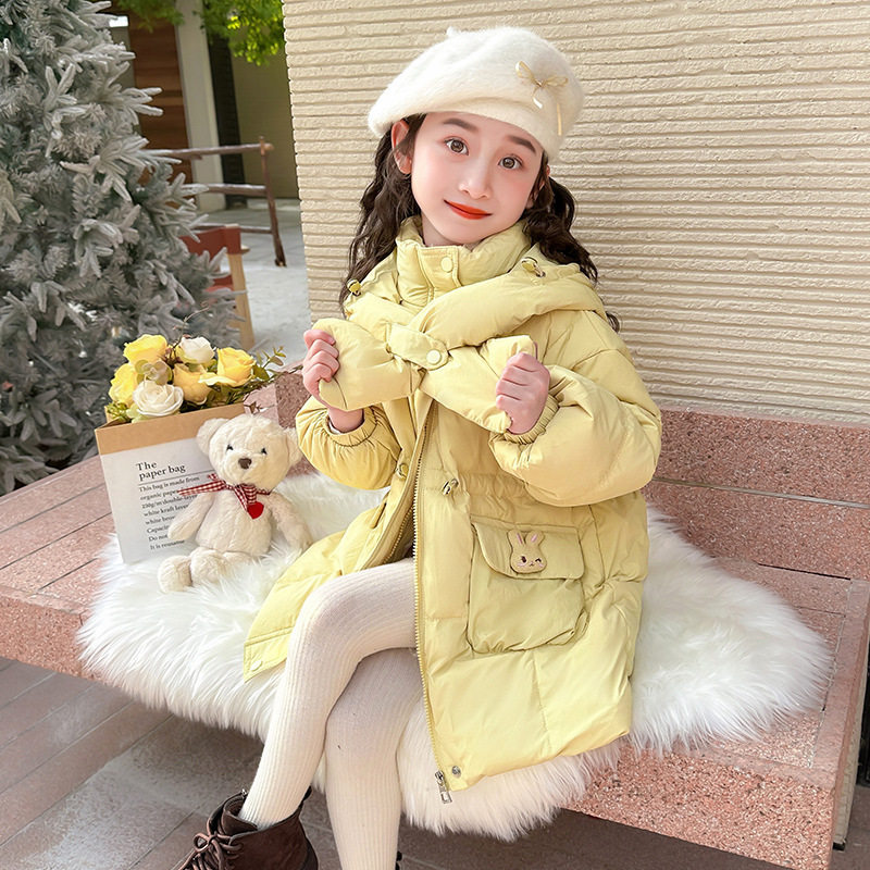 女童羽绒服冬装2025新款中长款外套洋气女宝宝加厚轻薄保暖连帽潮,淘宝优惠券,粉丝福利购,淘宝优惠卷