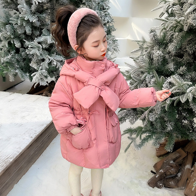 女童羽绒服冬装2025新款中长款外套洋气女宝宝加厚轻薄保暖连帽潮,淘宝优惠券,粉丝福利购,淘宝优惠卷