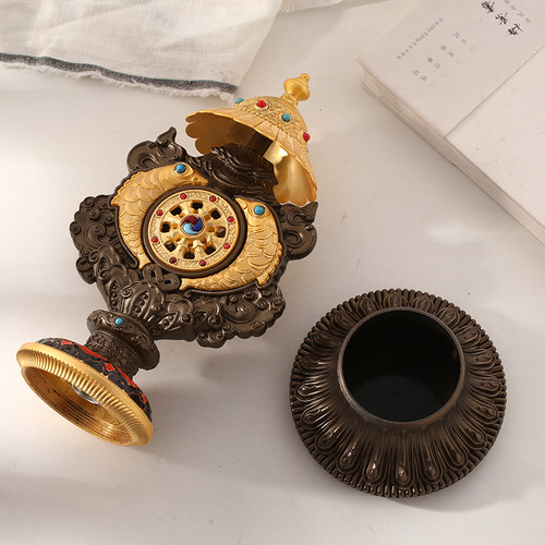 藏式密宗法器 尼泊尔八吉祥组合体 铜合金大号吉祥八宝摆件八瑞物 - 图1