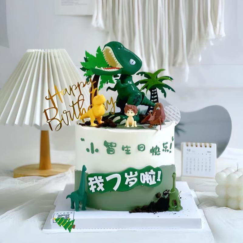 男孩卡通挖掘机生日蛋糕装饰摆件儿童工程车霸王龙大恐龙烘焙插件,淘宝优惠券,粉丝福利购,淘宝优惠卷