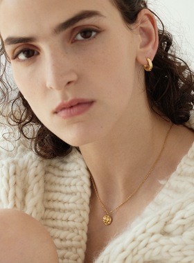 CENE日本代购金属凹凸圆形项链