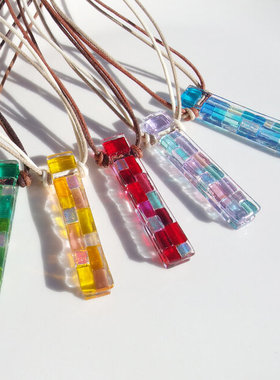 拼邮日本手作风透明玻璃毛衣项链