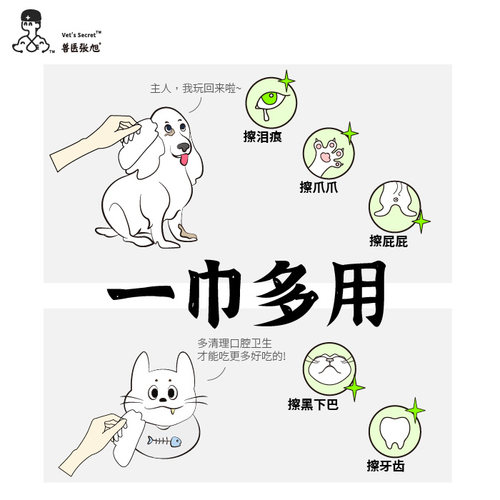 兽医张旭宠物多效抑菌口腔清洁犬猫消臭除臭泪痕擦牙擦脚湿巾 - 图1