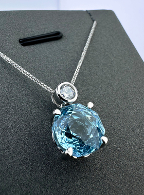 天然托帕石玫瑰切吊坠S925银项链