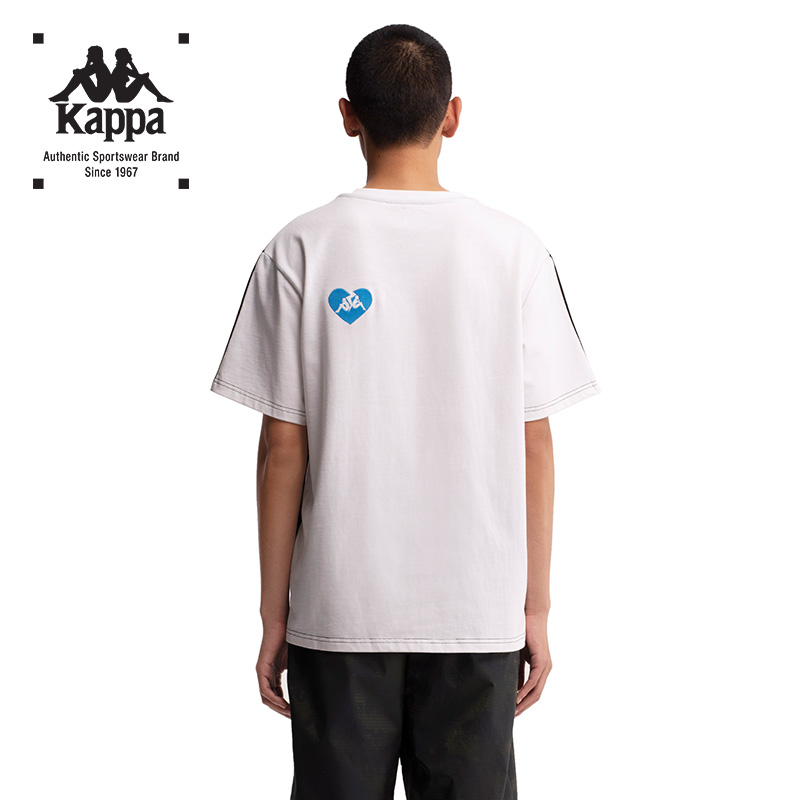 Kappa卡帕运动时装系列情侣男女撞色拼接休闲短袖T恤K0BY2TD62G - 图0