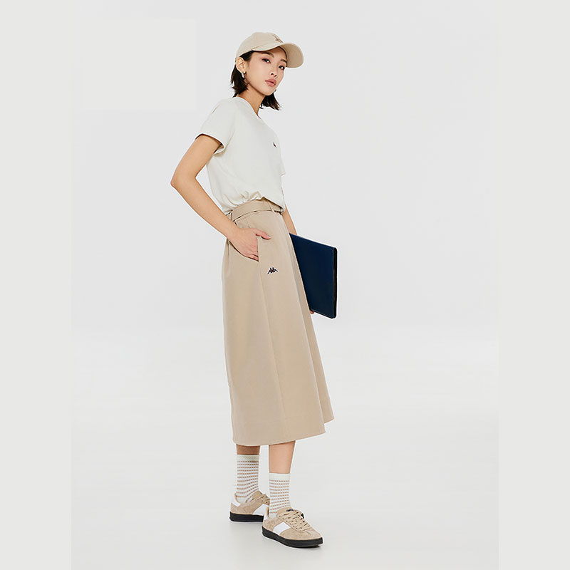 Kappa卡帕女裙春季新款复古运动休闲A字工装半身裙K0E22QQ10 - 图2