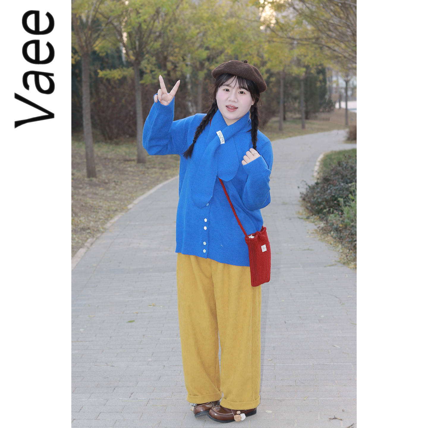 Vaee大码女装卷边直筒裤秋冬新款胖mm气质休闲百搭显瘦阔腿裤长裤 - 图2