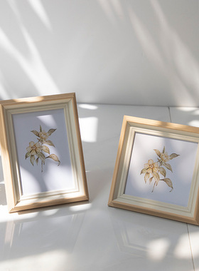 简约相框摆台树脂6寸7寸相册框美甲展示相架日式原木色画框挂墙