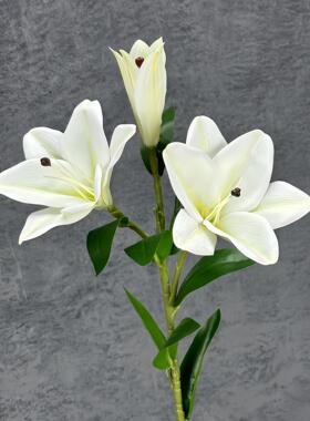 婚庆仿真百合花手感香水白百合白色百合婚庆软装家居酒店假花