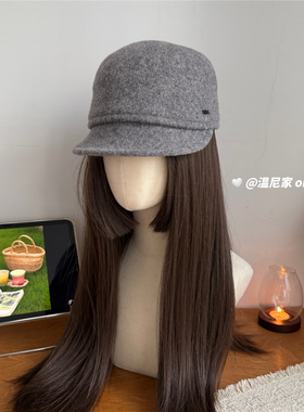 高知感~羊毛千金小标气质马术帽小众设计网红骑士鸭舌帽礼帽潮