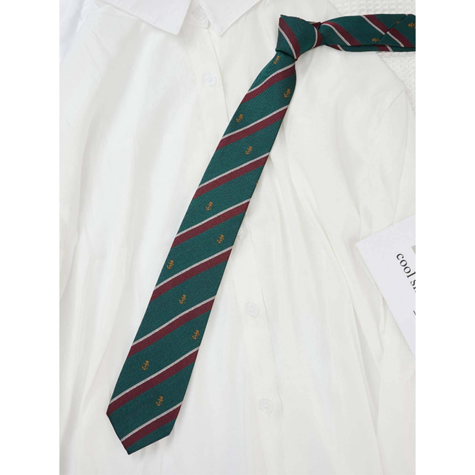 赤绀金领带领结JK/DK日系校园风男女同款免打拉链式酒红条纹潮,淘宝优惠券,粉丝福利购,淘宝优惠卷