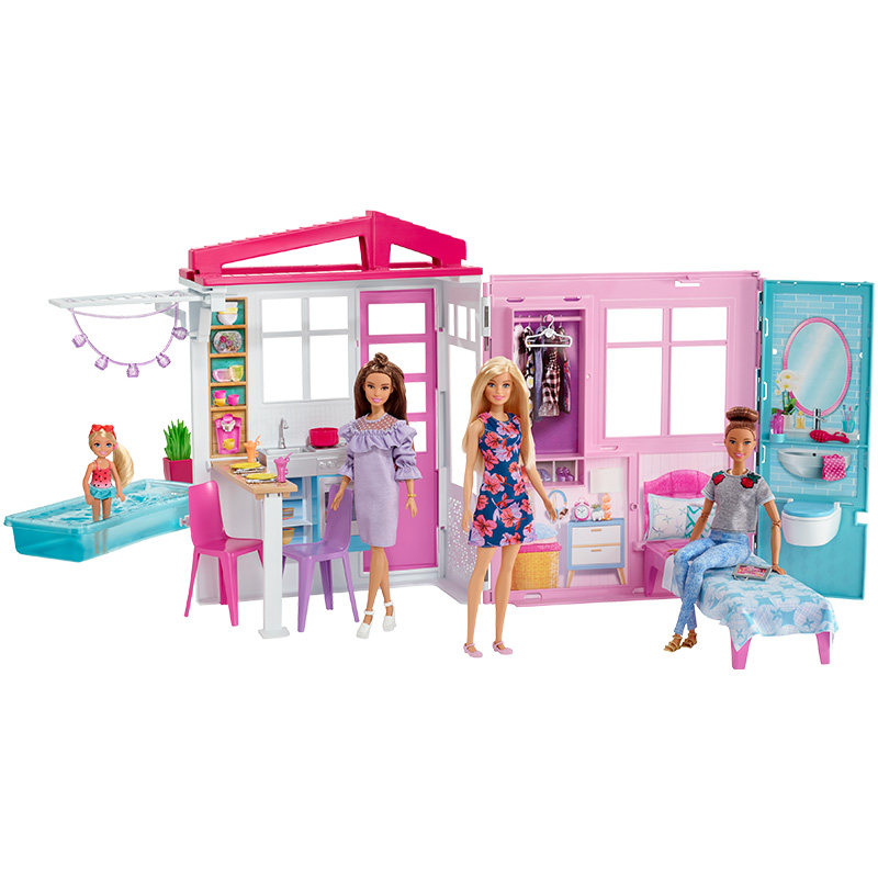barbie闪亮度假屋套装女孩公主娃娃 芭比娃娃/配件