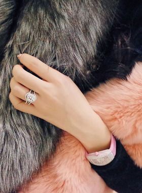 克拉纯银六爪订婚钻戒送女友