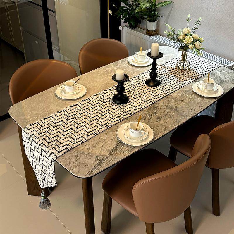 现代轻奢极简意式中古风桌旗布黑白灰茶几电视柜长条防尘装饰盖布,淘宝优惠券,粉丝福利购,淘宝优惠卷