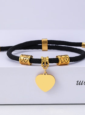 不锈钢牌手链欧美时尚手工编织LOVE款空白材料不锈钢多色手链批发