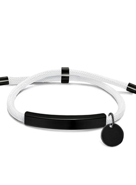 欧美跨境多色手绳手链空白材料现货小圆形配件刻字礼物不锈钢手链