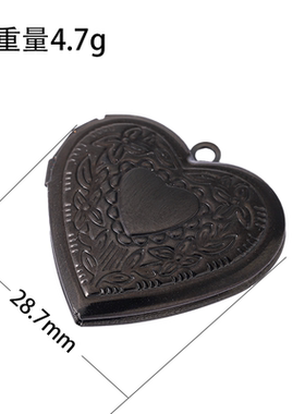 个性简约可放相片 Photo Locket 项链不锈钢桃心花纹相盒吊坠项链