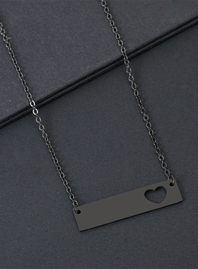 项链欧美跨境不锈钢镂空长条空白无字材料节日礼物刻字o字链项链