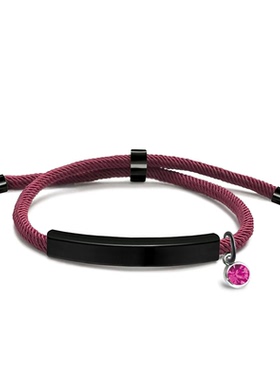 欧美跨境多色手绳手链空白材料现货紫粉钻配件刻字礼物不锈钢手链