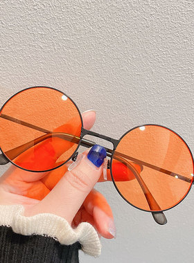 国潮风复古墨镜女个性彩色透明片