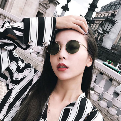 小红书网红圆形框嘻哈墨镜男复古小框太阳镜女ins个性素颜太子镜 - 图1