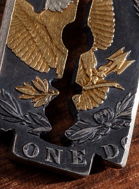 STZ银饰品老银币刀片男女金鹰头