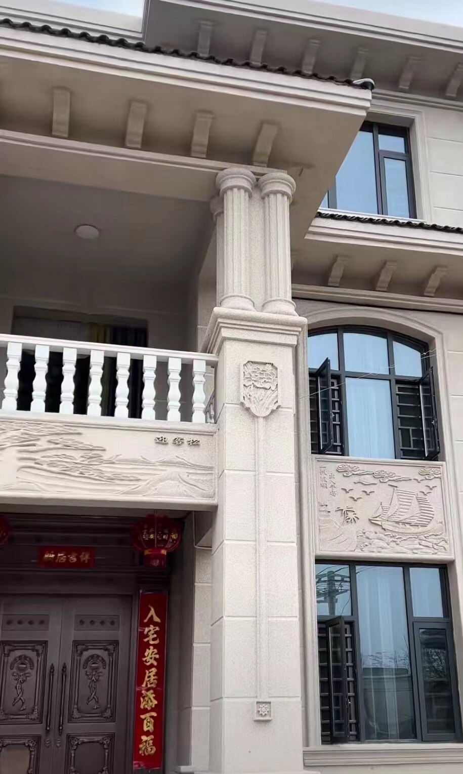 别墅外墙浮雕画窗户浮雕画连窗雕刻画eps泡沫浮雕画外墙装饰画