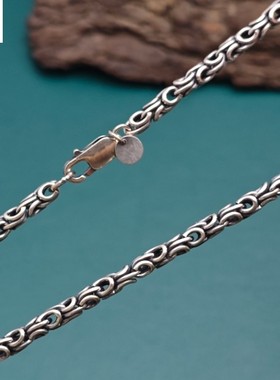 厂家批发S925纯银扭纹麻花项链男 泰银复古潮流个性百搭扭绳银链