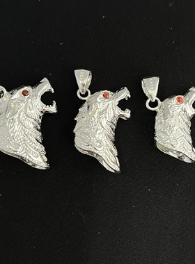 铜镀银复古大孔径狼牙套 男士吊坠佩戴狗牙防裂牙套獠牙牙尖