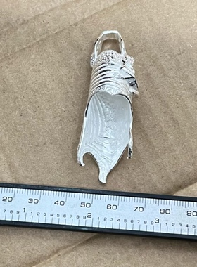 越轩银匠s925银大号虎牙套空套托镶银饰品素银藏式祥兽挂件男士