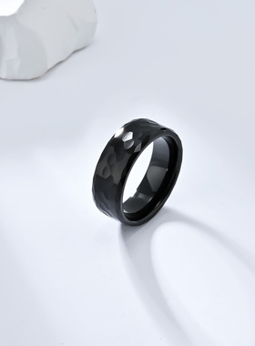 跨境亚马逊简约设计风男士钨钢戒指环小众个性冷淡风钨金手饰品