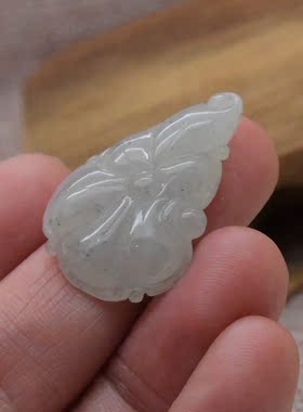 【陈鹏老师】冰糯种A货翡翠百年好合（荷叶）吊坠