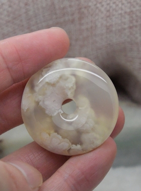 鹏明仙天然樱花玛瑙平安扣吊坠