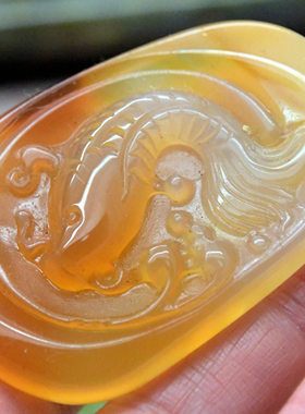 幻彩玛瑙平安扣年年有余吊坠
