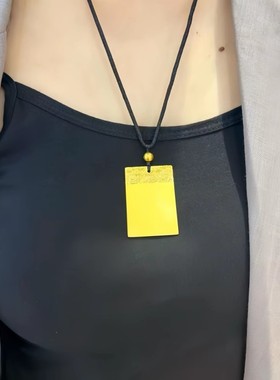 厚金包银无事牌吊坠男女毛衣链