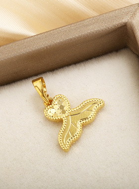 轻奢平替潮物蜂巢爱心皇冠花朵吊坠铜镀金鱼鳞面时尚几何创意项坠