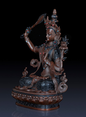 文殊菩萨属兔纯铜本命佛客厅