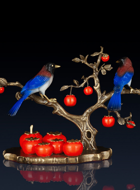 纯黄铜事事如意喜鹊工艺品喜上眉梢家居装饰品摆件办公室客厅礼品