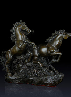 纯黄铜三马工艺品摆件马到成功装饰品办公室铜马饰品家居客厅饰品