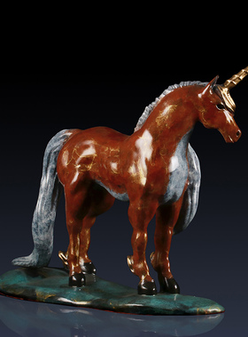 纯黄铜独角兽马工艺品摆件家居饰品唐马办公室装饰品铜马礼品摆设