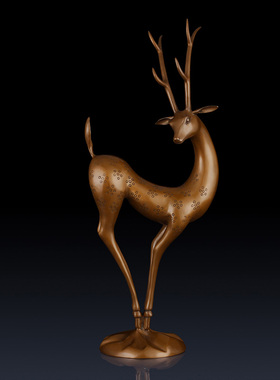 纯黄铜梅花鹿摆件客厅家居饰品摆件办公室鹿工艺品梅花鹿礼品摆设