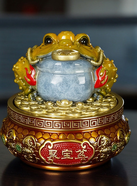 纯黄铜金蟾摆件铜金蟾客厅摆件三足蟾蜍办公室饰品开业铜金蟾礼品